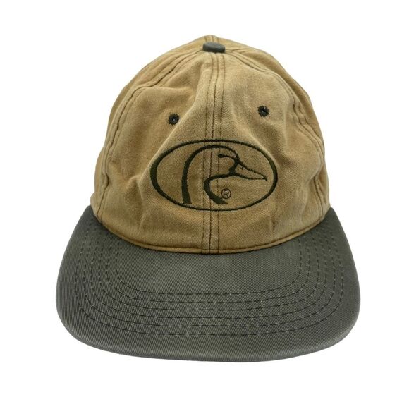 Vintage 90s Ducks Unlimited Faded Spell Out Snapback Hat Cap Brown Green USA - Picture 1 of 5